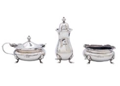 A George VI silver cruet set by Adie Brothers Ltd.
