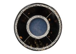 A Victorian attractive and unusual silver-mounted tortoiseshell circular photograph frame by J Batso