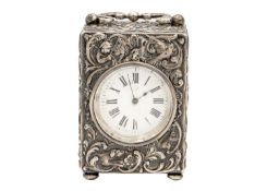 A Victorian silver boudoir carriage clock by Mappin Brothers.
