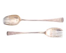 A George III silver serving fork and a William IV silver serving fork.