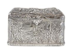 A 19th century Dutch export silver embossed box by Thomas Glaser.