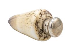 A Victorian silver lidded shell scent bottle by Sampson Mordan.