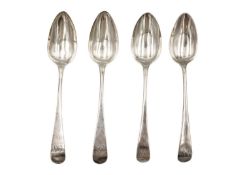 A pair of George III old English pattern silver table spoons by Zeigler.