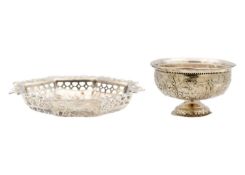 A Victorian Dutch import sugar bowl and a Bon Bon dish by Elkington.