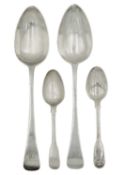 A George III silver pair of Old English table spoons by Stephen Adams.