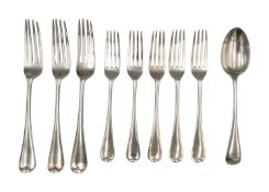 A Victorian silver Old English pattern part suite of cutlery by Holland, Aldwinckle & Slater.