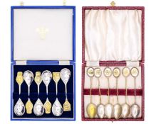 A cased set of six modern silver and gilt Royal Marriage Commemorative spoons by Brian Shadbolt.