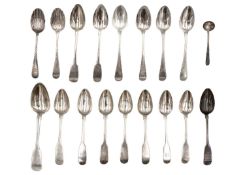 A collection of silver spoons.