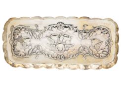A Victorian silver pin tray by William Comyns.