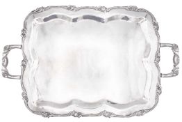 A Peruvian sterling silver twin-handled serving tray.