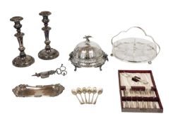 A collection of silver-plated wares.