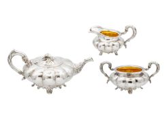 An impressive William IV Irish silver three piece tea set by James Moore.