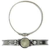 A rare Gwen Whicker Arts & Crafts silver mother-of-pearl set bangle.