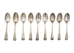 A set of six George IV silver King's Pattern teaspoons by William Eaton.