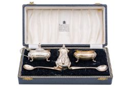 A matched silver cruet set by Elkington & Co.