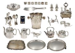 A collection of silver plated wares.