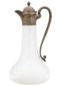 A good silver-mounted wheel engraved glass claret jug by Horace Woodward & Co.