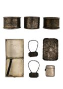A selection of hallmarked silver items.