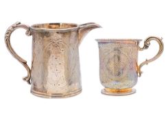 A Victorian silver baluster mug and a Victorian converted mug.
