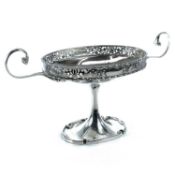 A George V silver twin handled pedestal dish by Mappin & Webb.