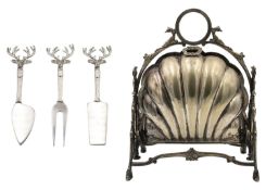 silver plated biscuit box of scalloped form.