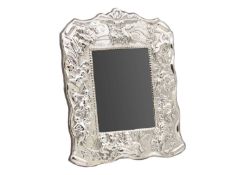 A modern silver embossed rectangular photograph frame.