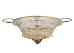 A George V silver twin-handled strawberry basket by William Hutton & Sons Ltd.