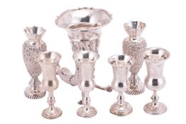 An Edwardian silver cornucopia spill vase, London 1905 by Goldsmiths and Silversmiths Company, 15 cm