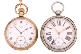 A boxed Limit keyless gent's gold Dennison cased open-faced fob watch with yellow and white metal Al
