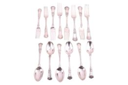 A part canteen of silver King's pattern flatware, by William Hutton & Sons Ltd, Sheffield 1938, 