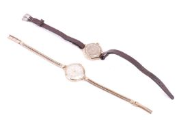 Two 9ct gold lady's wristwatches, featuring a Cyma Cymaflex hand-wound mechanical watch in a yellow 