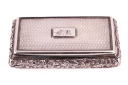 A Victorian snuff box of rectangular cushion form, by Nathaniel Mills, Birmingham 1839 with Victoria