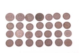 A collection of white metal coins pre-1962; including George VI half crown x 9 Elizabeth II half cro