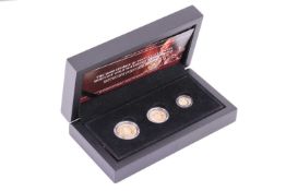 A 2020 George III 200th anniversary heritage sovereign three-coin proof set, consisting of a quarter
