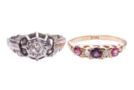A diamond solitaire ring, the round brilliant diamond measuring approximately 4.1mm, with an estimat