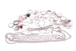 A collection of mixed jewellery, all stamped '925'; comprising a Tiffany & Co Olive Leaf Band by