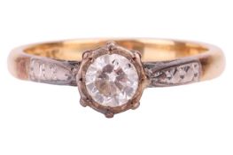 A diamond solitaire ring, featuring a brilliant-cut diamond with an estimated weight of 0.35ct, betw