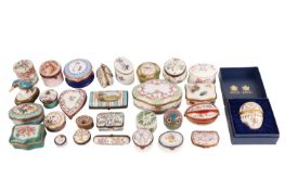 A large collection of 19th-century and later handpainted Limoges porcelain trinket and pill boxes, a