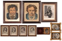 19th Century British School, Courting Couples, indistinctly signed, oval watercolours, 9 x 12.5 cm, 