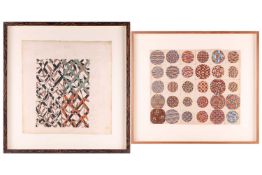An early 20th-century set of Russian textile designs, unsigned, gouache on paper, each roundel desig