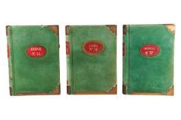 A trio of early 20th-century French account ledgers, 48 cm x 35 cm