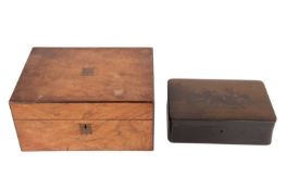 Late 19th-century Russian lacquer box, the lid with troika sled scene, together with a wooden sewing