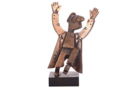 Frank Meisler (1929-2018) Israel, an abstract bronzed metal sculpture of a Rabbi, standing on a blac