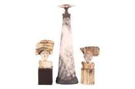Sally MacDonell, a smoke-fired porcelain bust study of an African lady, and one other, together with