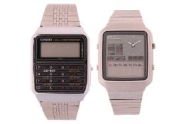 A Casio Module No 437 calculator digital watch and a Seiko Chronograph M127-5000 analogue and digita