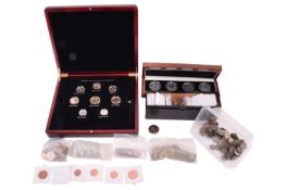 A large coin collection; including a reproduction George III half guinea token and two reproduction 