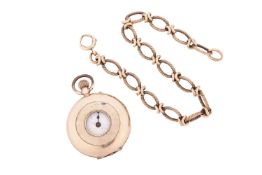 A 9ct gold cased ladies half hunter pocket watch, not in working condition with a damaged face, toge