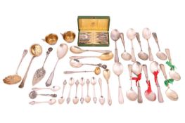 A quantity of silver and white metal flatware including a quantity of mixed Swedish flatware and oth