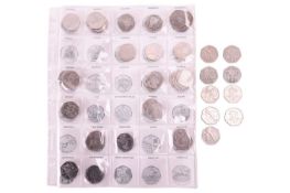 A collection of 50 pence coins; including an incomplete set of 2012 London Olympic Games coins, five
