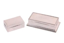 A silver bridge box of architectural pediment form, London 1912 makers mark rubbed, bordered by acan